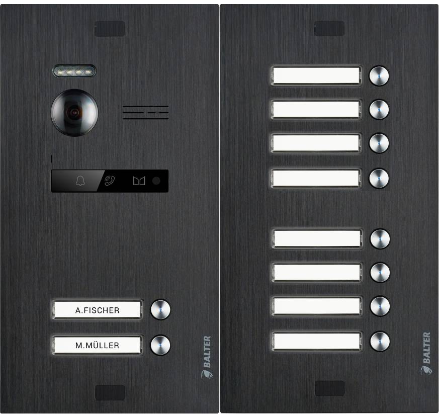 BALTER EVO-MINI Video Türsprechanlage 2-Draht Komplett-Set 10-Familie Anthrazitgrau - Weiß