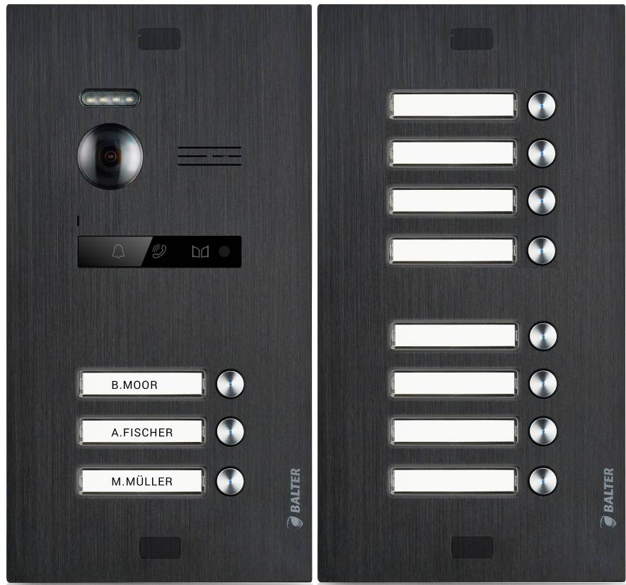 BALTER EVO-MINI Video Türsprechanlage 2-Draht Komplett-Set 11-Familie Anthrazitgrau - Weiß
