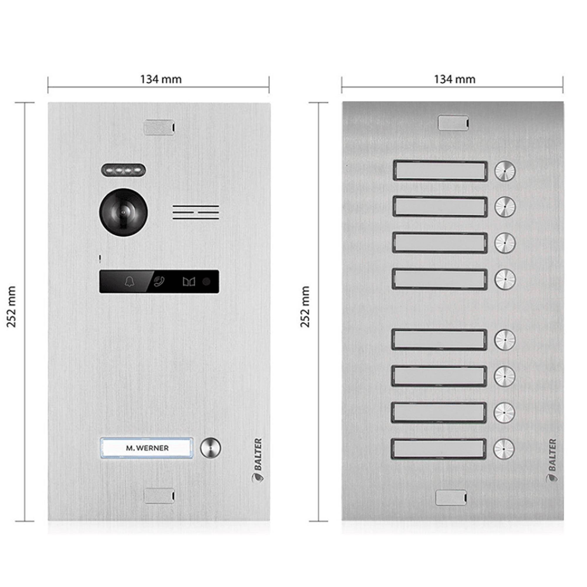 BALTER EVO-MINI Video Türsprechanlage 2-Draht Komplett-Set 9-Familie Anthrazitgrau - Weiß