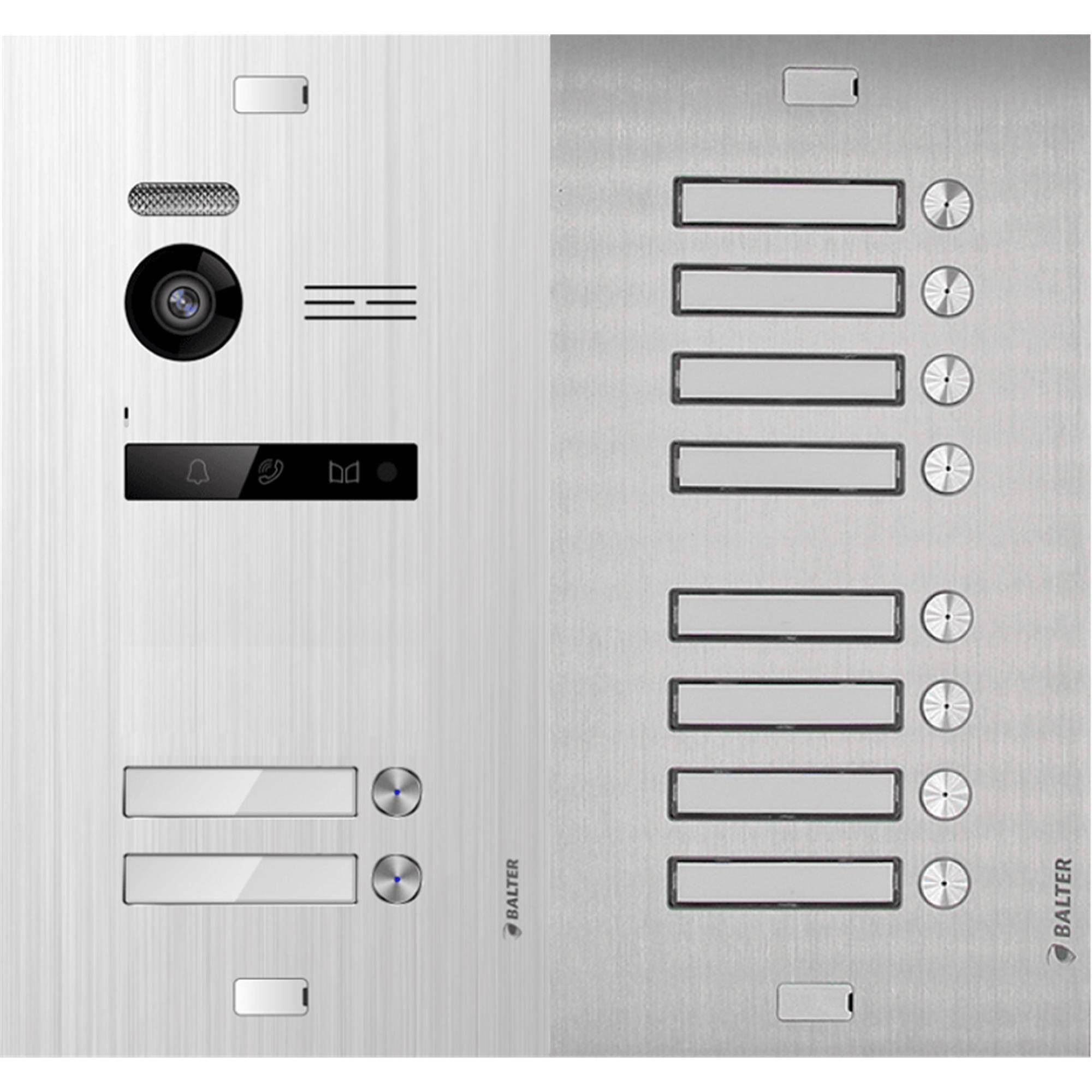 BALTER EVO-MINI Video Türsprechanlage 2-Draht Komplett-Set 10-Familie Silber - Weiß