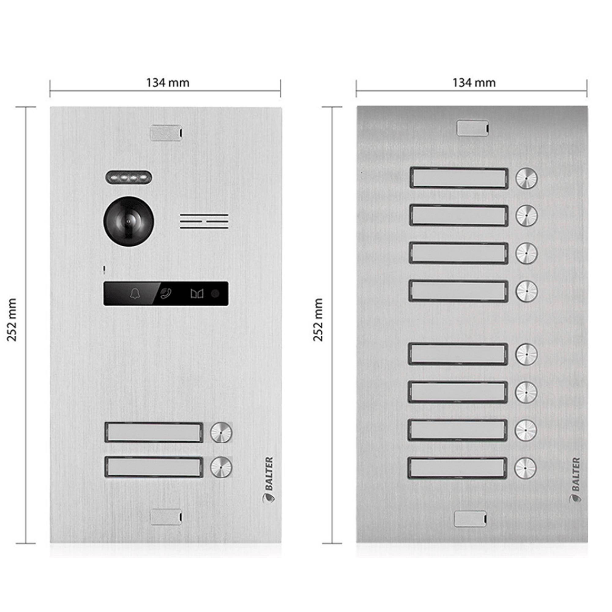 BALTER EVO-MINI Video Türsprechanlage 2-Draht Komplett-Set 10-Familie Silber - Weiß