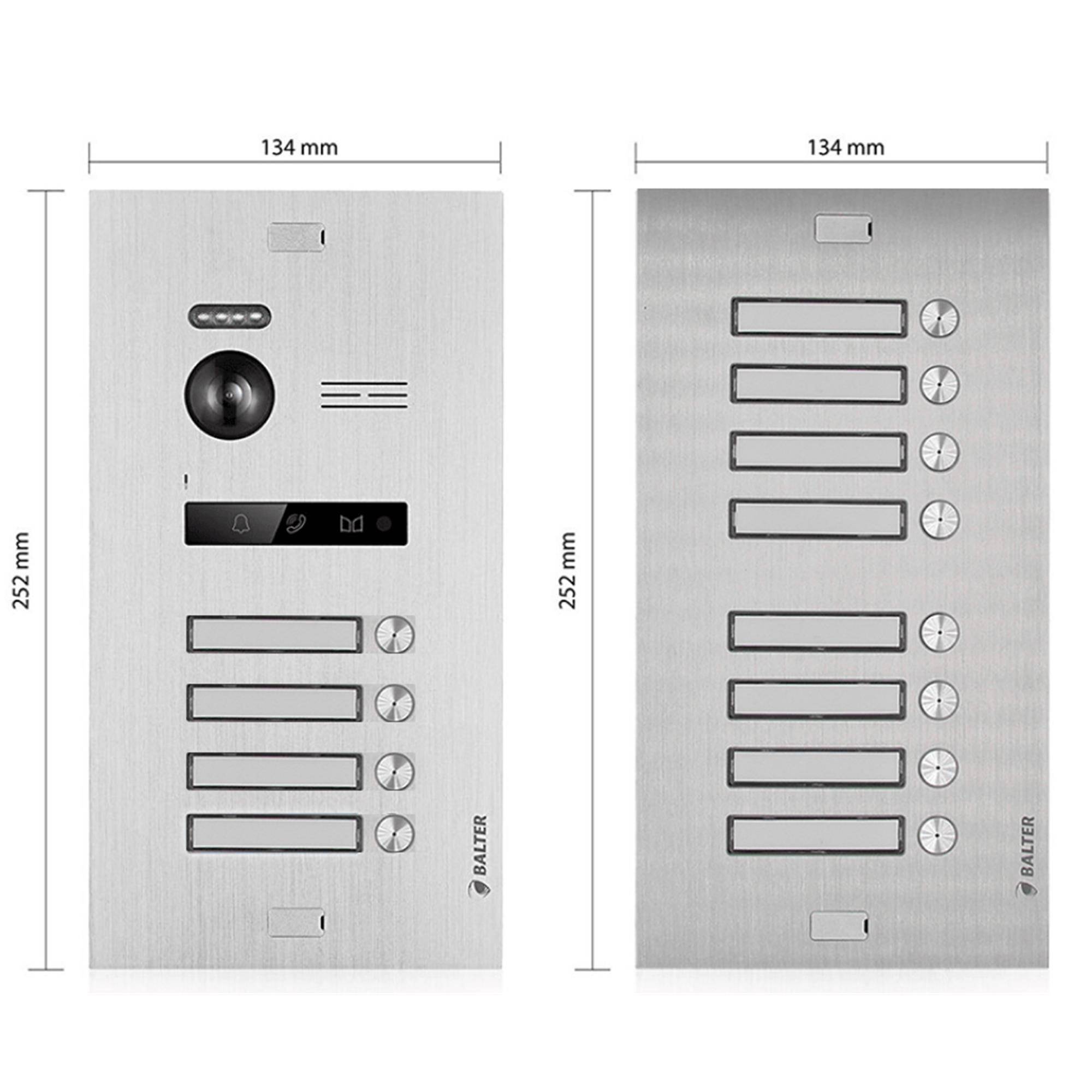 BALTER EVO-MINI Video Türsprechanlage 2-Draht Komplett-Set 12-Familie Silber - Weiß