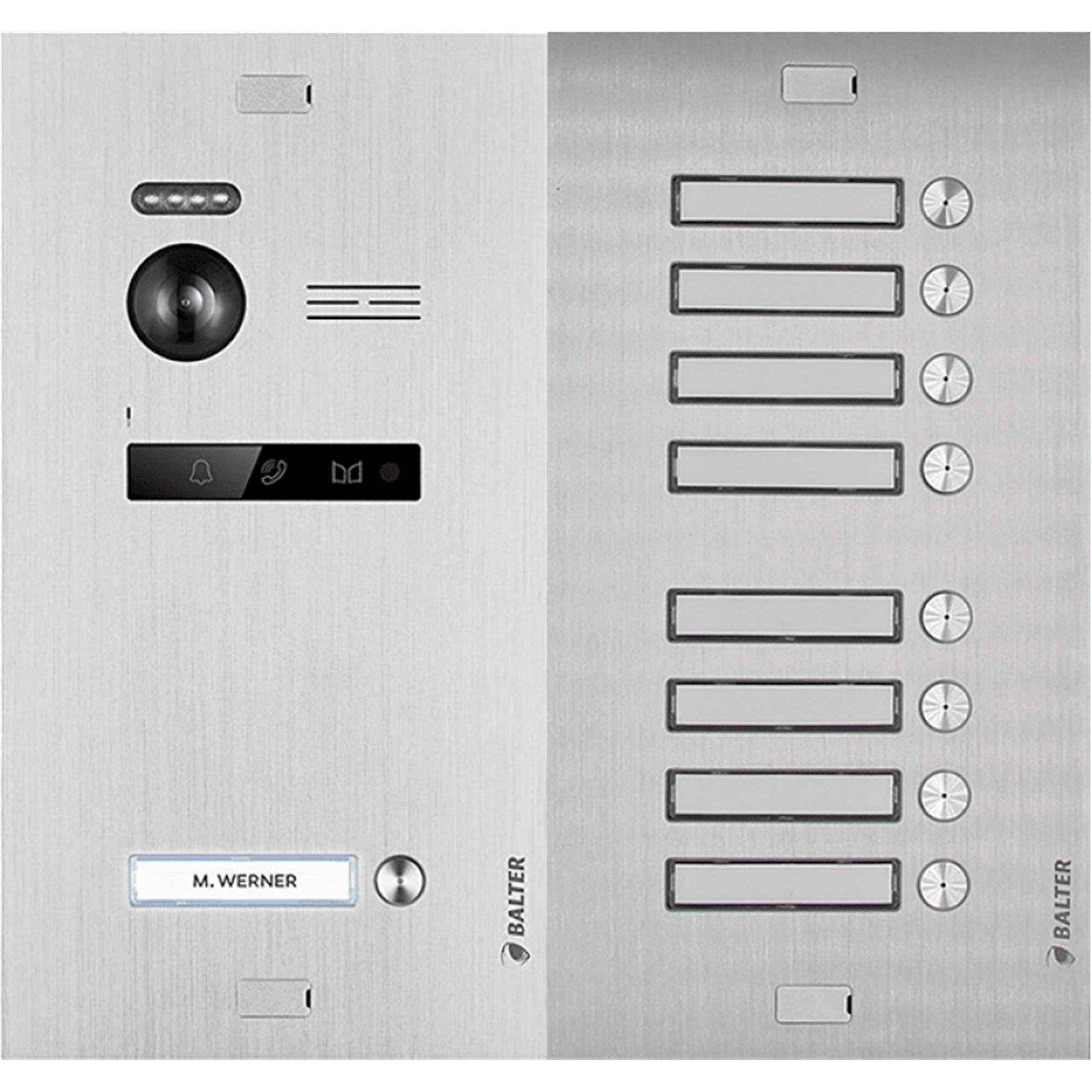 BALTER EVO-MINI Video Türsprechanlage 2-Draht Komplett-Set 9-Familie Silber - Weiß