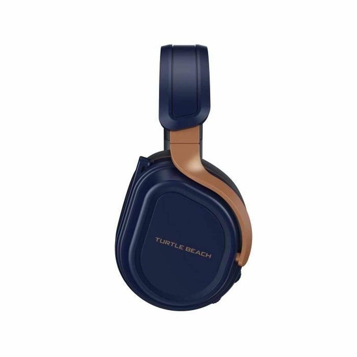 Turtle Beach Over-Ear-Kopfhörer in Dunkelblau mit einem beigefarbenen Kopfbügel auf weißem Hintergrund.