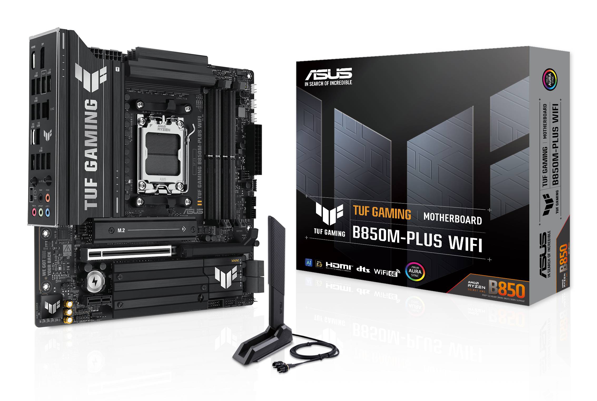 ASUS TUF GAMING B850M-PLUS WIFI - Motherboard - micro ATX - Socket AM5 - AMD B850 Chipsatz - USB-C 3.2 Gen 2x2, USB-C 3.2 Gen2, USB 3.2 Gen 2, USB