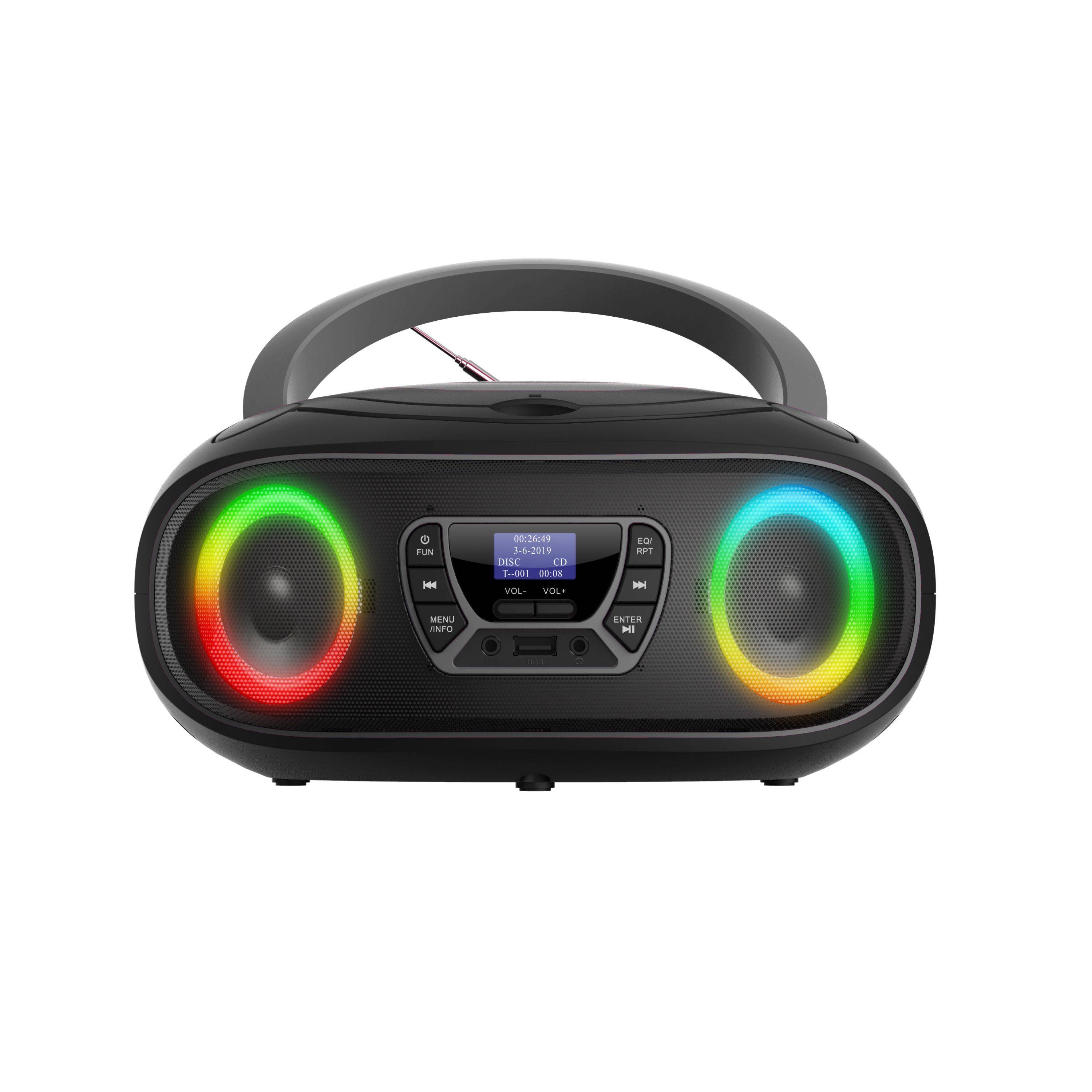 DENVER TDB-212GR Retro-Boombox: DAB+/FM, Bluetooth, USB, CD, AUX, MP3, LCD, Stereo mit Lichteffekten
