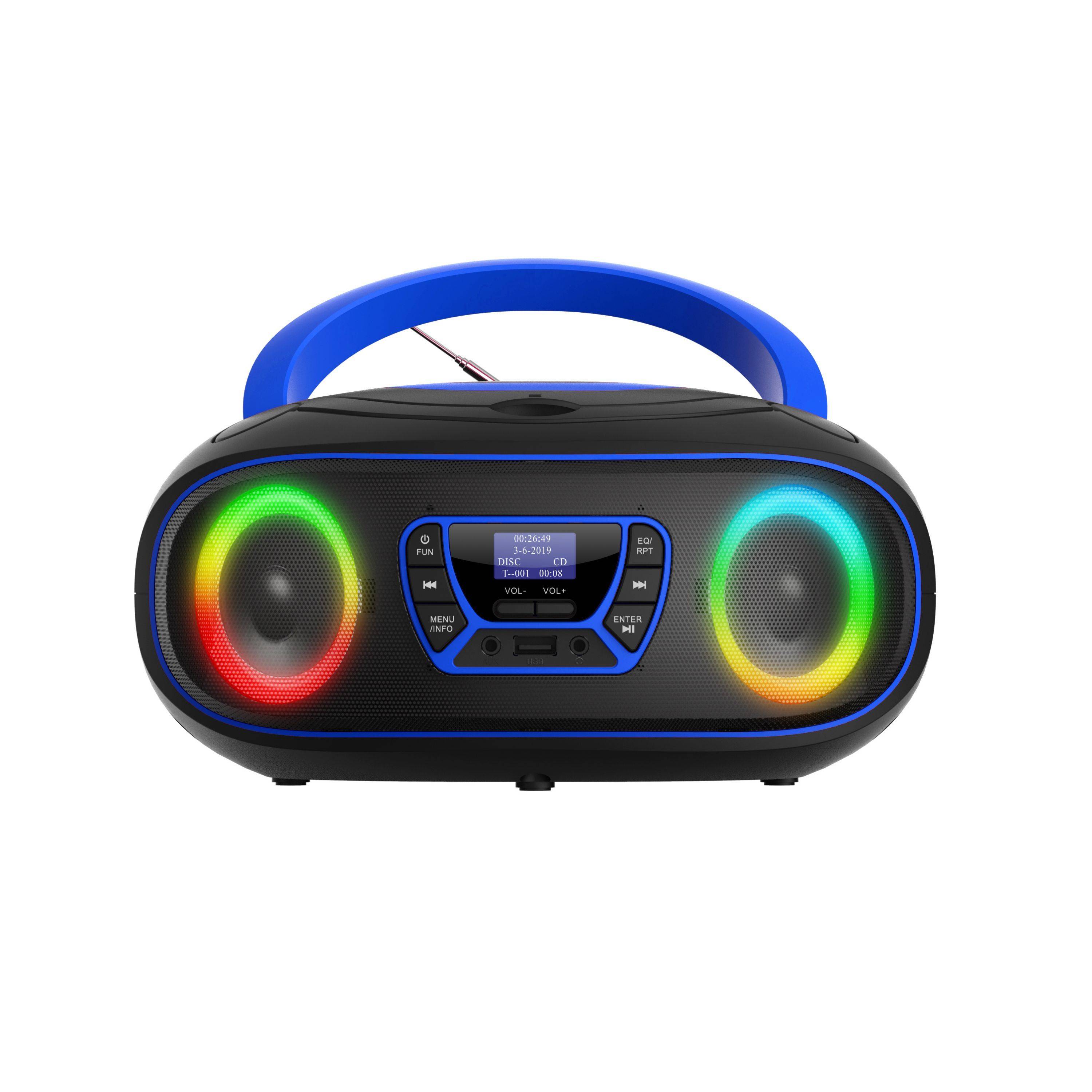 DENVER TDB-212BU Retro-Boombox: DAB+/FM, Bluetooth, USB, CD, AUX, MP3, LCD, Stereo mit Lichteffekten