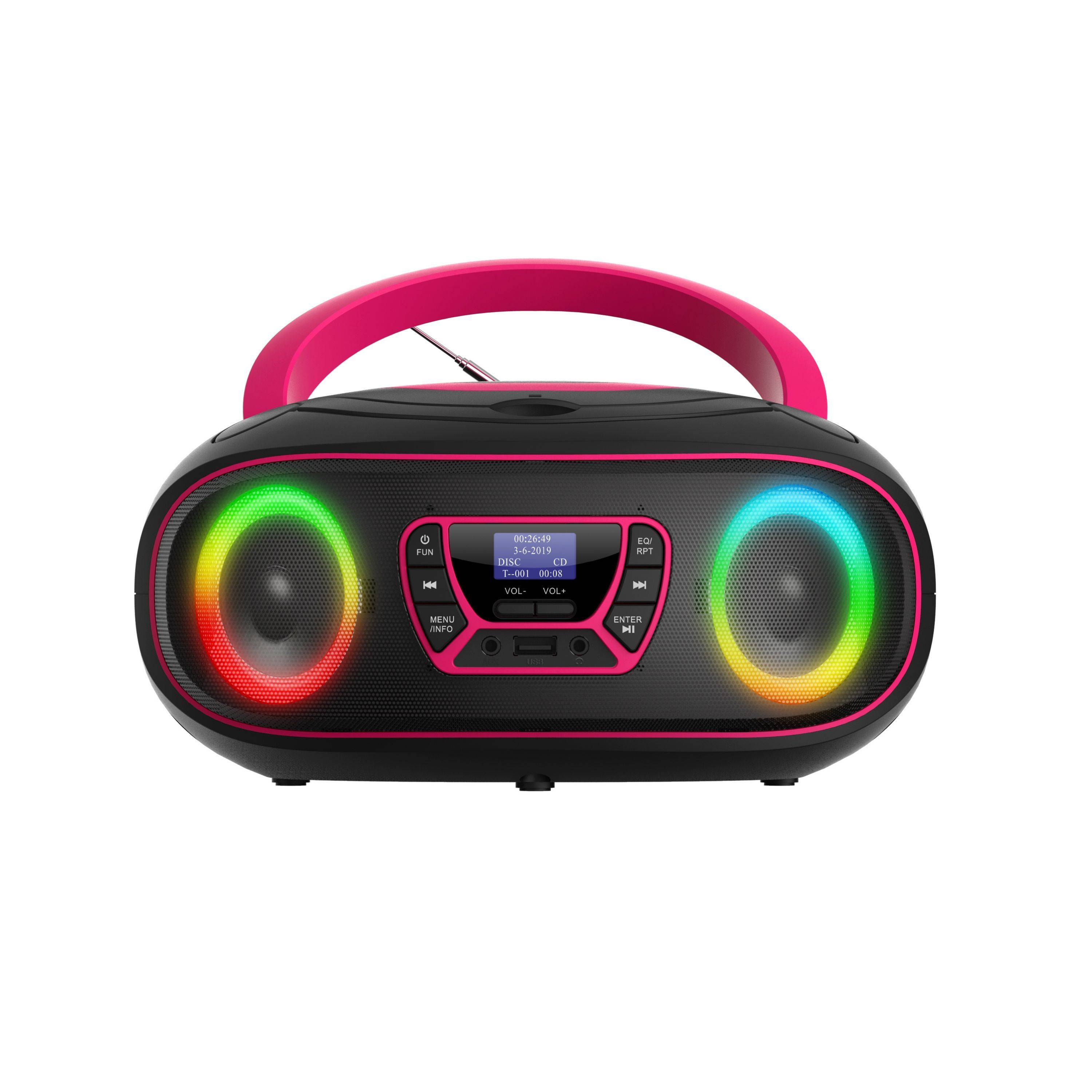 DENVER TDB-212P Retro-Boombox: DAB+/FM, Bluetooth, USB, CD, AUX, MP3, LCD, Stereo mit Lichteffekten