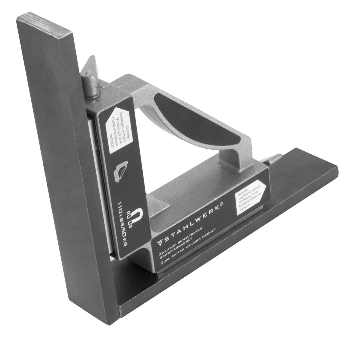 STAHLWERK Zweifach Schaltbarer Schweißmagnet, 90 Grad Eckmagnet zwei Schaltern