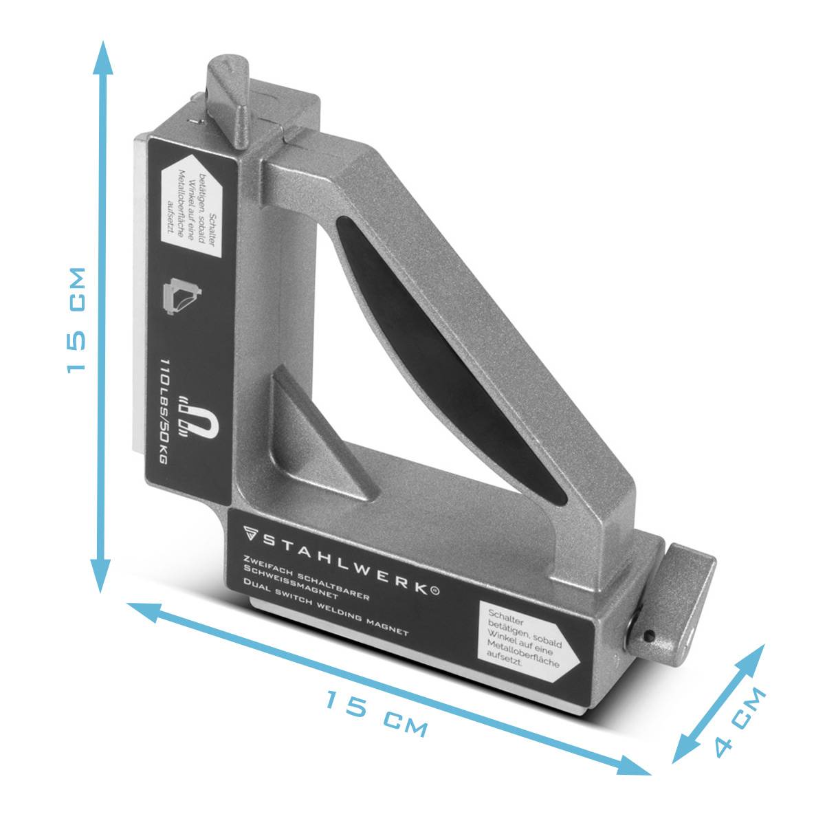 STAHLWERK Zweifach Schaltbarer Schweißmagnet, 90 Grad Eckmagnet zwei Schaltern