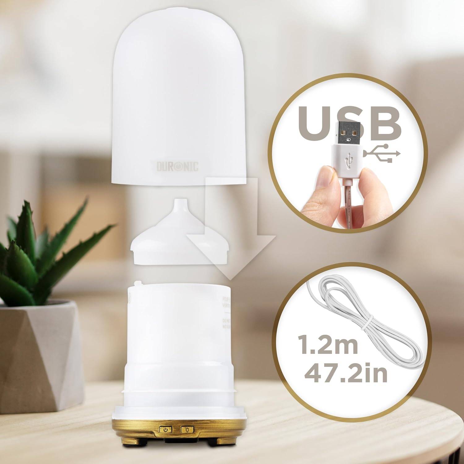 AD11 Aroma Diffuser, Diffuser mit 100 ml Wassertank, Diffusor für ätherische Öle, Raumduft als Lufterfrischer, Duftsprüher für Duftöl