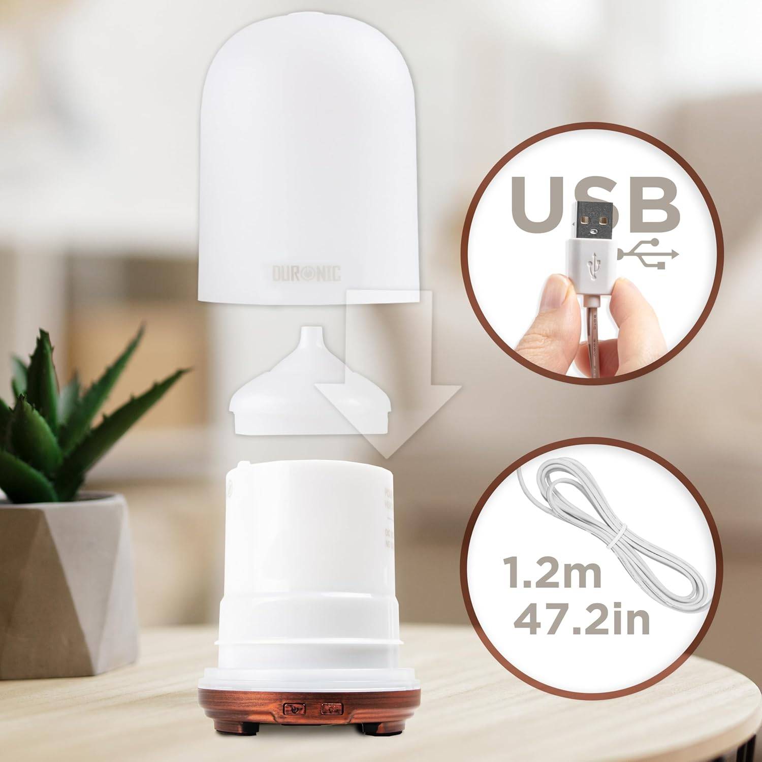 Aroma Diffuser, Diffuser mit 100 ml Wassertank, Diffusor für ätherische Öle, Raumduft als Lufterfrischer, Duftsprüher für Duftöl