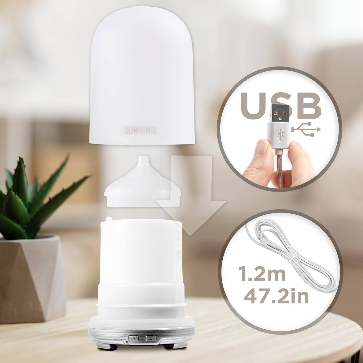 AD13 Aroma Diffuser, Diffuser mit 100 ml Wassertank, Diffusor für ätherische Öle, Raumduft als Lufterfrischer, Duftsprüher für Duftöl