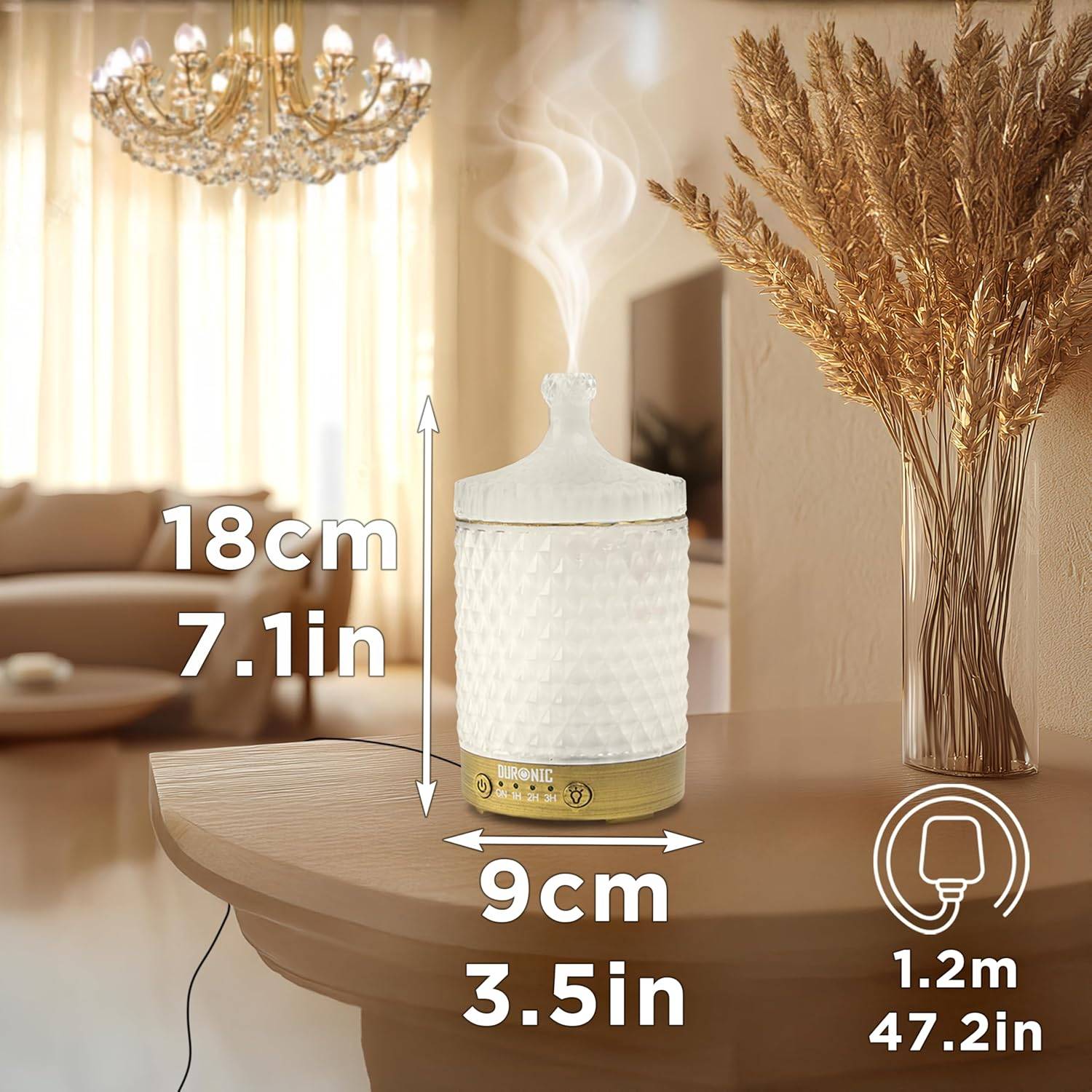 AD31 Aroma Diffuser, Diffuser mit 100 ml Wassertank, Diffusor für ätherische Öle, Raumduft als Lufterfrischer, Duftsprüher für Duftöl