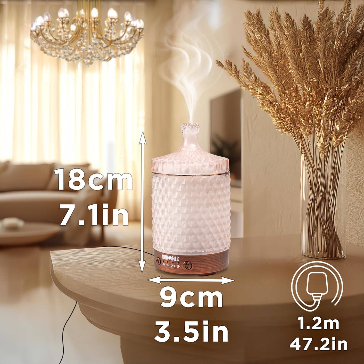 Aroma Diffuser, Diffuser mit 100 ml Wassertank, Diffusor für ätherische Öle, Raumduft als Lufterfrischer, Duftsprüher für Duftöl