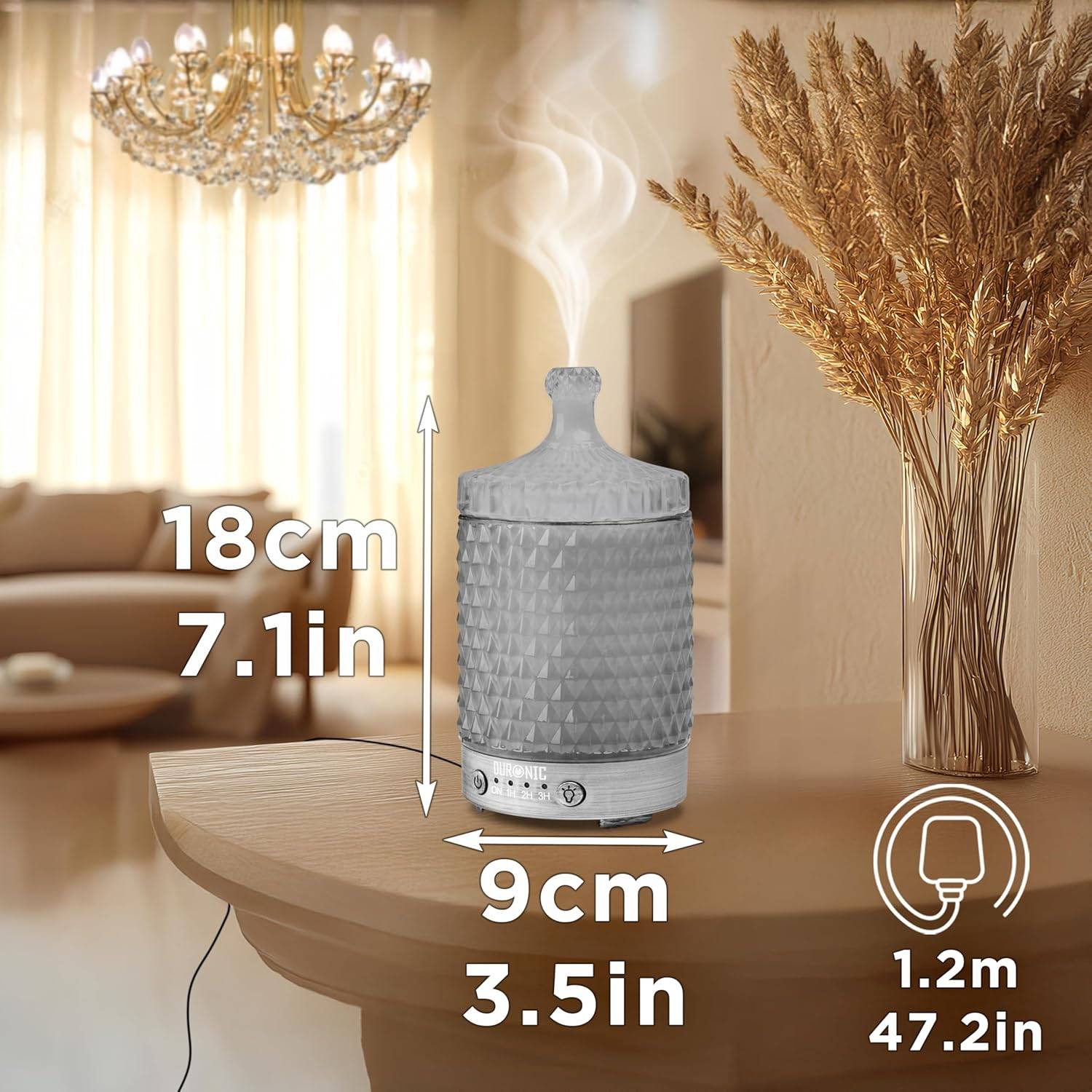 AD33 Aroma Diffuser, Diffuser mit 100 ml Wassertank, Diffusor für ätherische Öle, Raumduft als Lufterfrischer, Duftsprüher für Duftöl