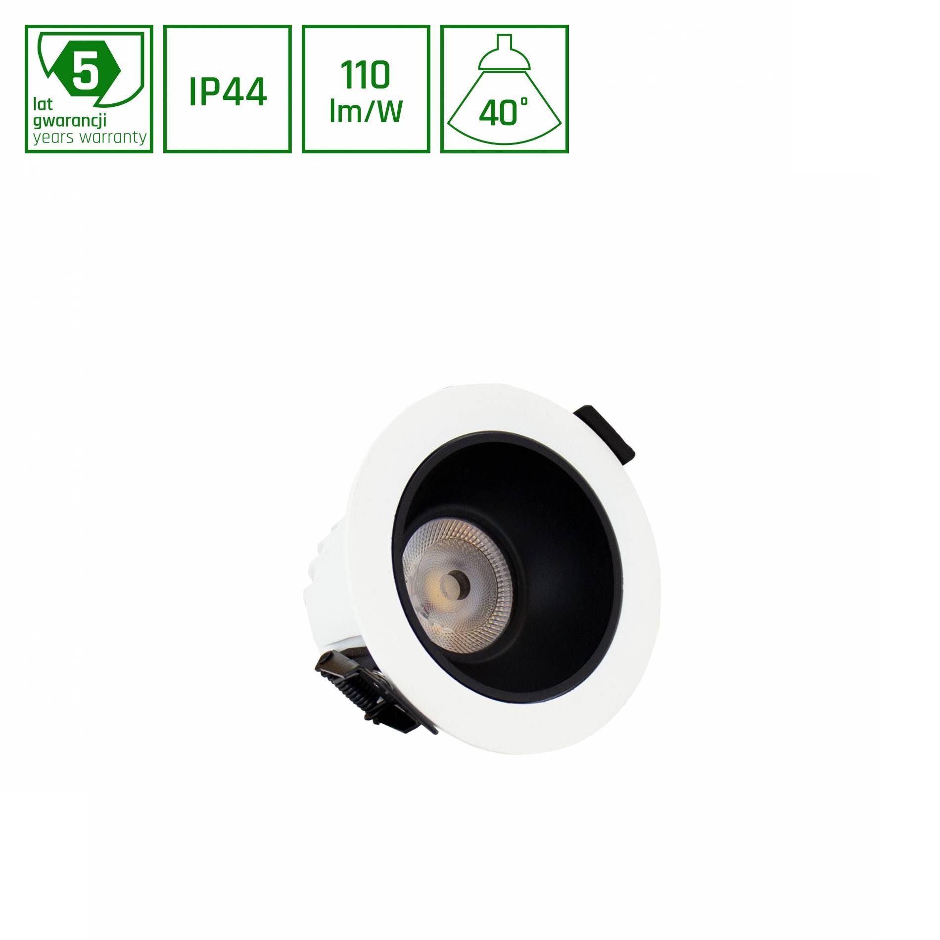 Spectrum LED Orbito Einbaustrahler 10W rund 40° 1100lm weiß IP44 Badezimmerleuchte UGR<19 Warmweiß 3000K