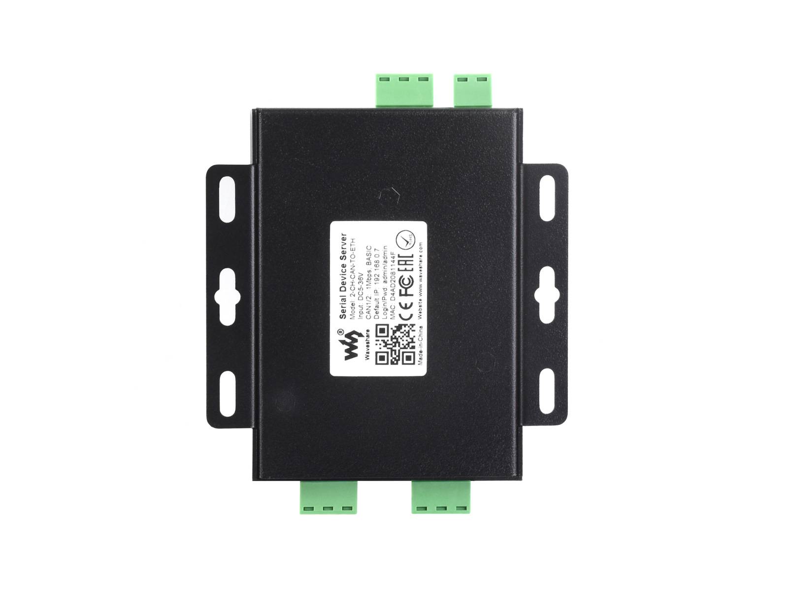 WaveShare Industrial Grade 2CH CAN to Ethernet Server