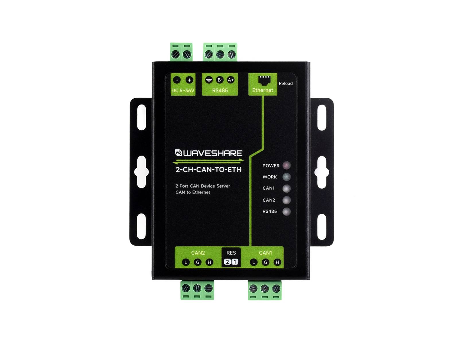WaveShare Industrial Grade 2CH CAN to Ethernet Server