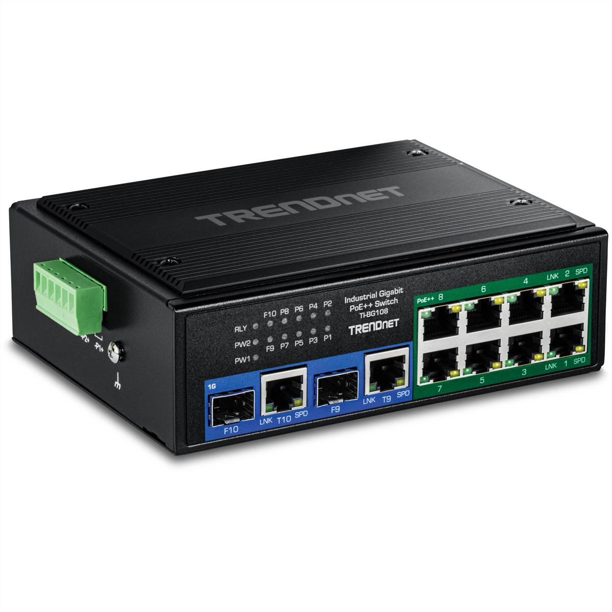 TRENDnet TI-BG108 Industrial DIN-Rail Switch 10-Port Gigabit 400W PoE++