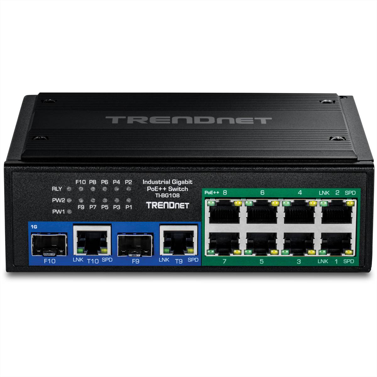 TRENDnet TI-BG108 Industrial DIN-Rail Switch 10-Port Gigabit 400W PoE++