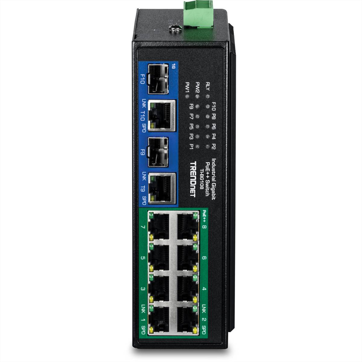 TRENDnet TI-BG108 Industrial DIN-Rail Switch 10-Port Gigabit 400W PoE++