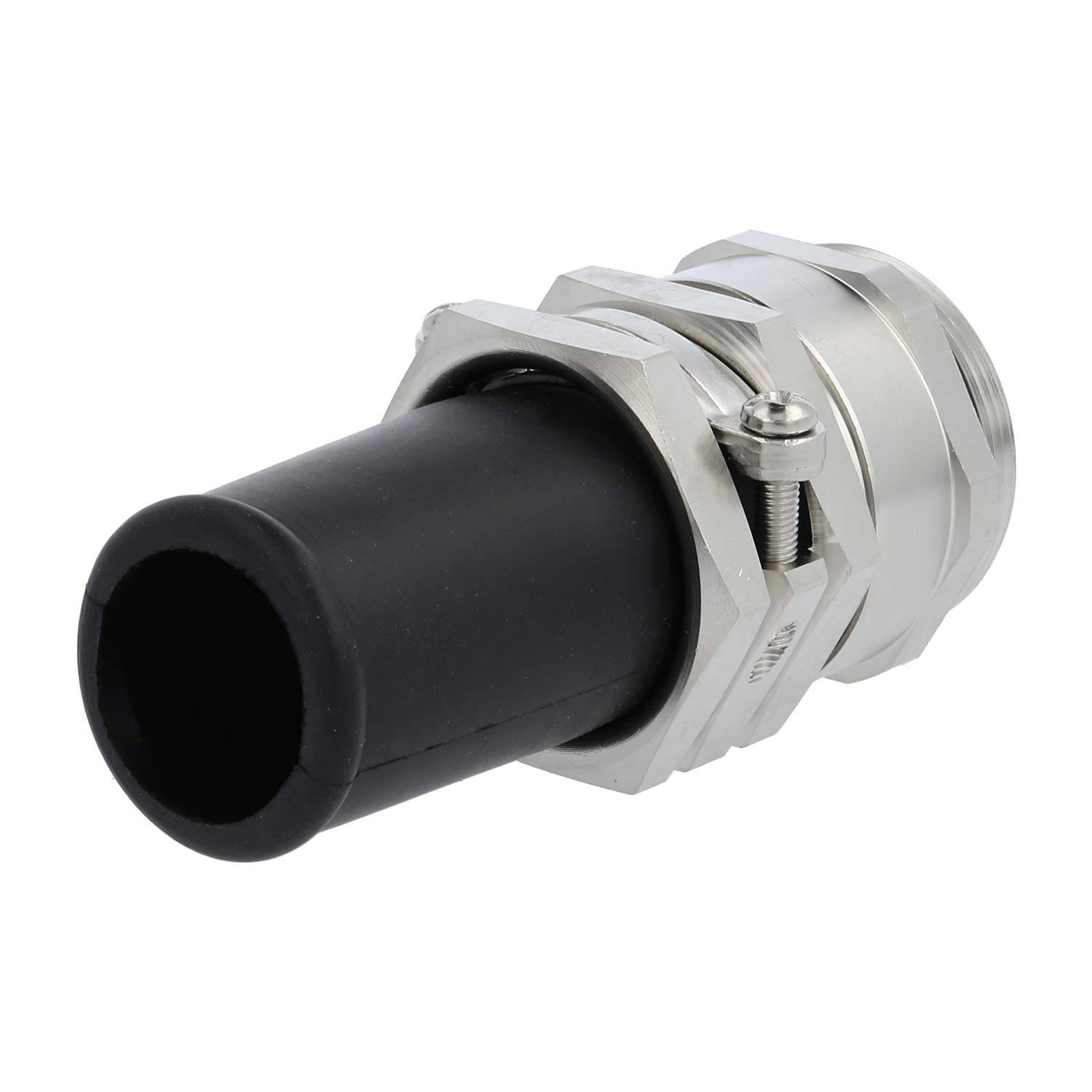 Eine Kabelverschraubung aus Metall und Kunststoff, die zum Sichern von Kabeln sowie zur Gewährleistung von Isolierung und Schutz entwickelt wurde.