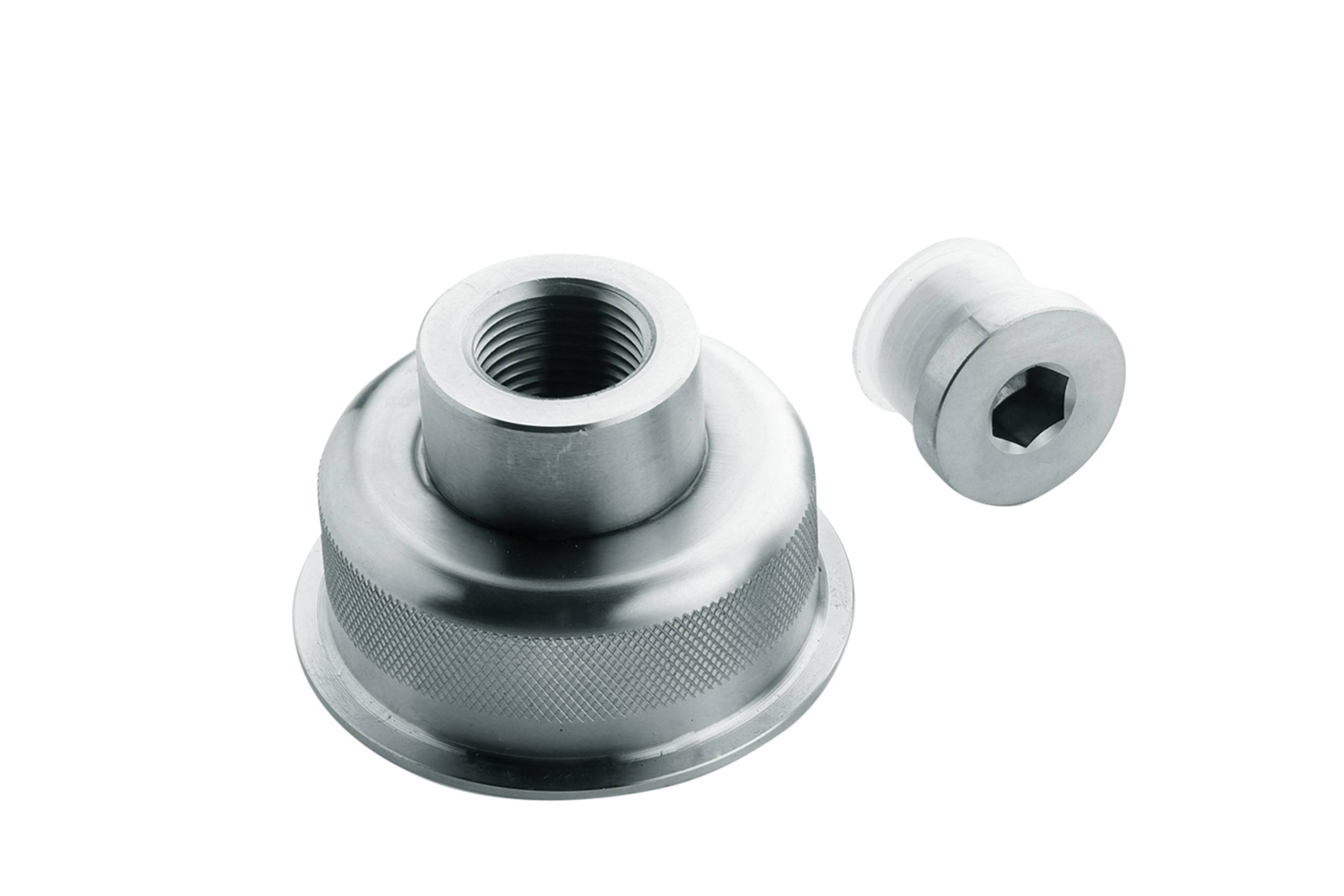 Berger & Schröter | Anschlussstück für Hahnaufsatz + Zapfhahn für Edelstahlkanister 20 L