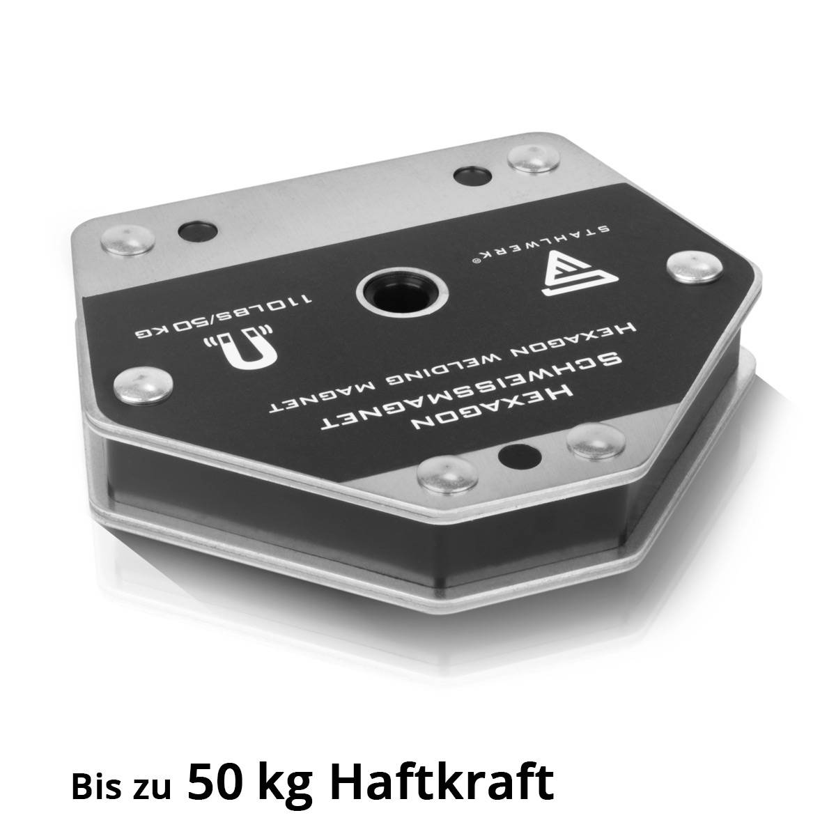 STAHLWERK Hexagon Schweißmagnet, Leistungsstarker Magnet 50 kg Haftkraft 2er Set