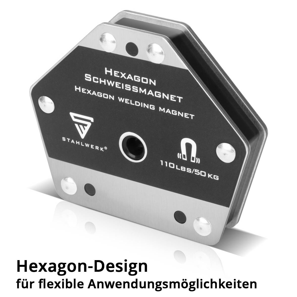STAHLWERK Hexagon Schweißmagnet, Leistungsstarker Magnet 50 kg Haftkraft 2er Set