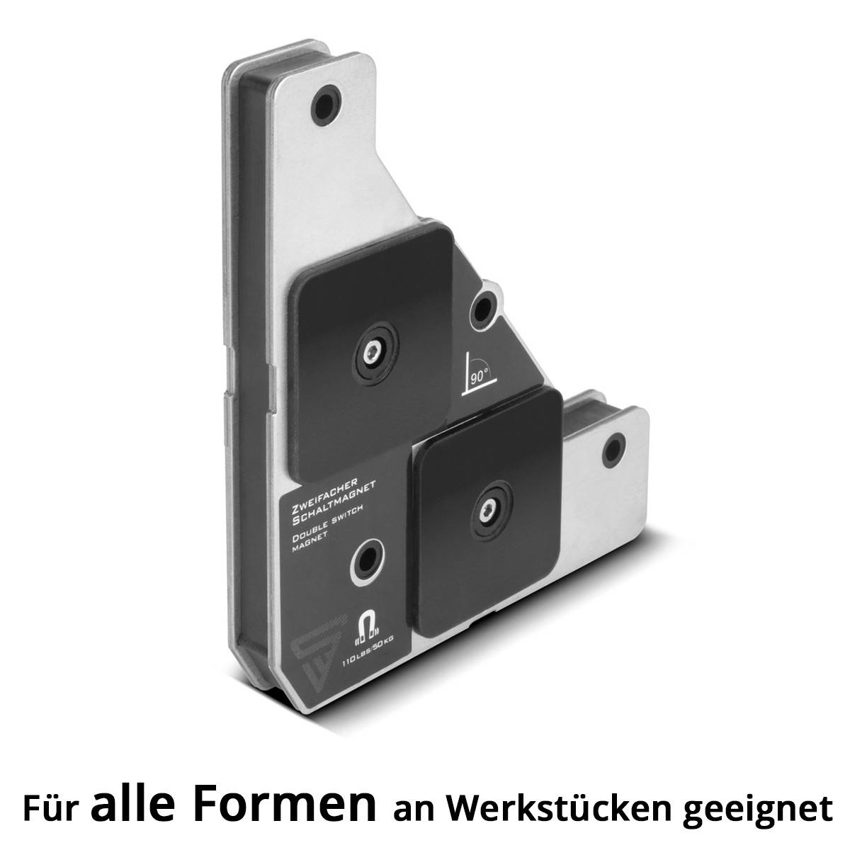 STAHLWERK Zweifachschaltmagnet, Flexibler 90 Grad Schweißmagnet mit Magnetkraft