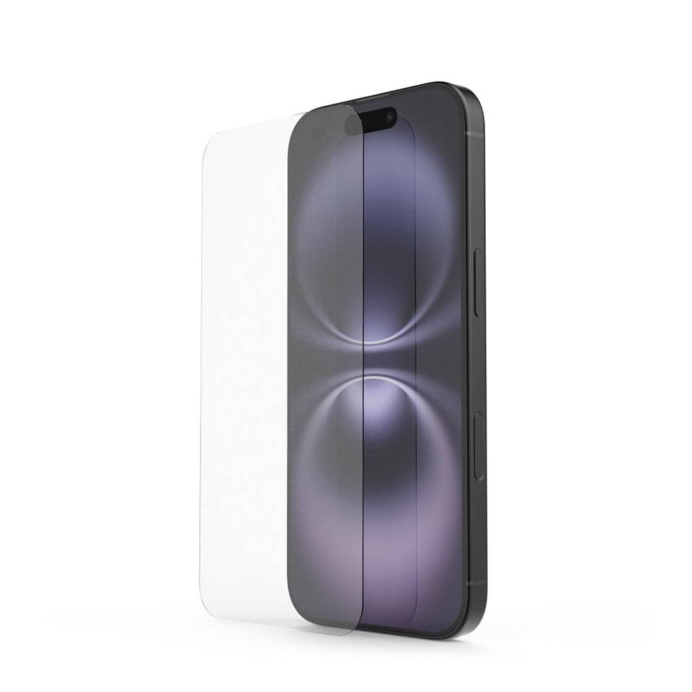 Ein Smartphone mit elegantem Design, das von der Seite und von vorne gezeigt wird. Das Display zeigt kreisförmige abstrakte Muster.