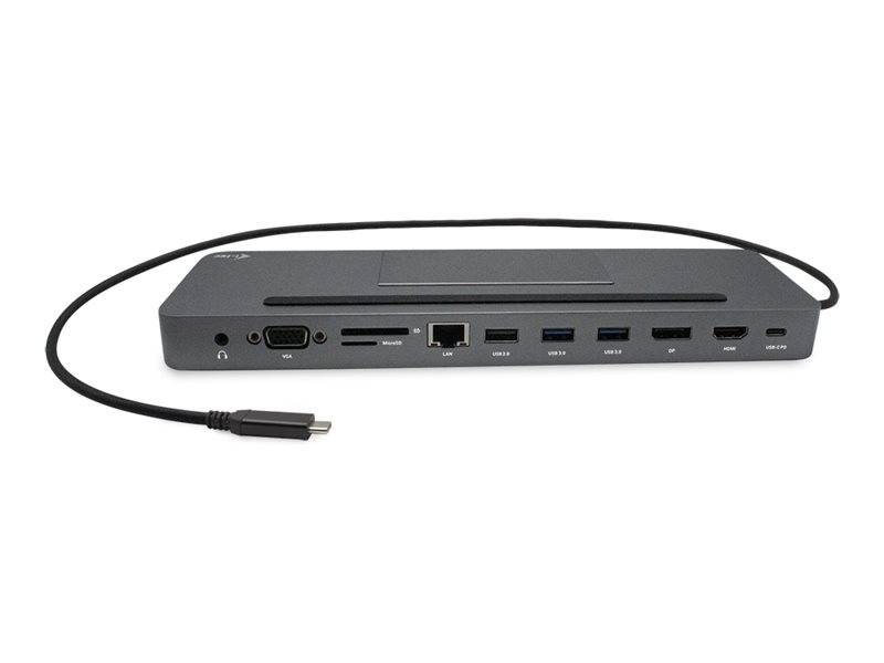 I-TEC USB-C Metal 4K 3xDisplay DS 1xHDMI1xVGA1xDP 1xSD+1xmicroSD CR 1xGLAN 1x3.5mmAudio 2xUSB 3.0 2xUSB 2.0 1xUSB-C PD+ Netztei 100W