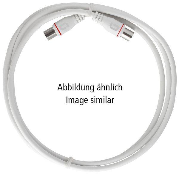 Aufgerolltes weißes USB-C-Kabel mit zwei abgewinkelten Metallverbindern; Text in der Mitte sagt „Abbildung ähnlich