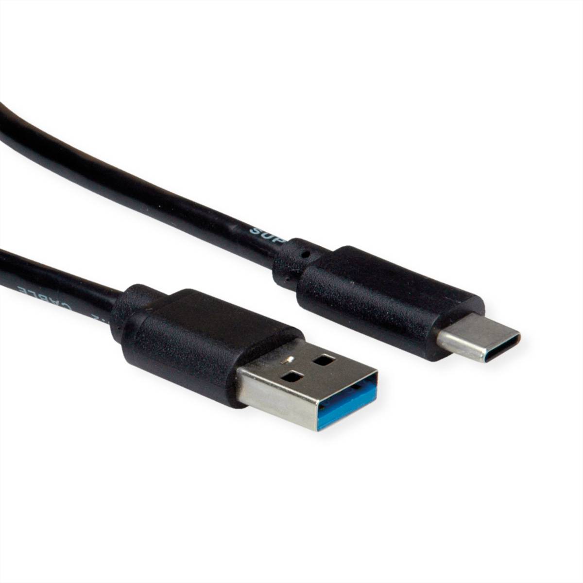 ROLINE RM USB 3.2 Gen 2 Kabel, USB A-C, ST/ST, schwarz, 0,5 m