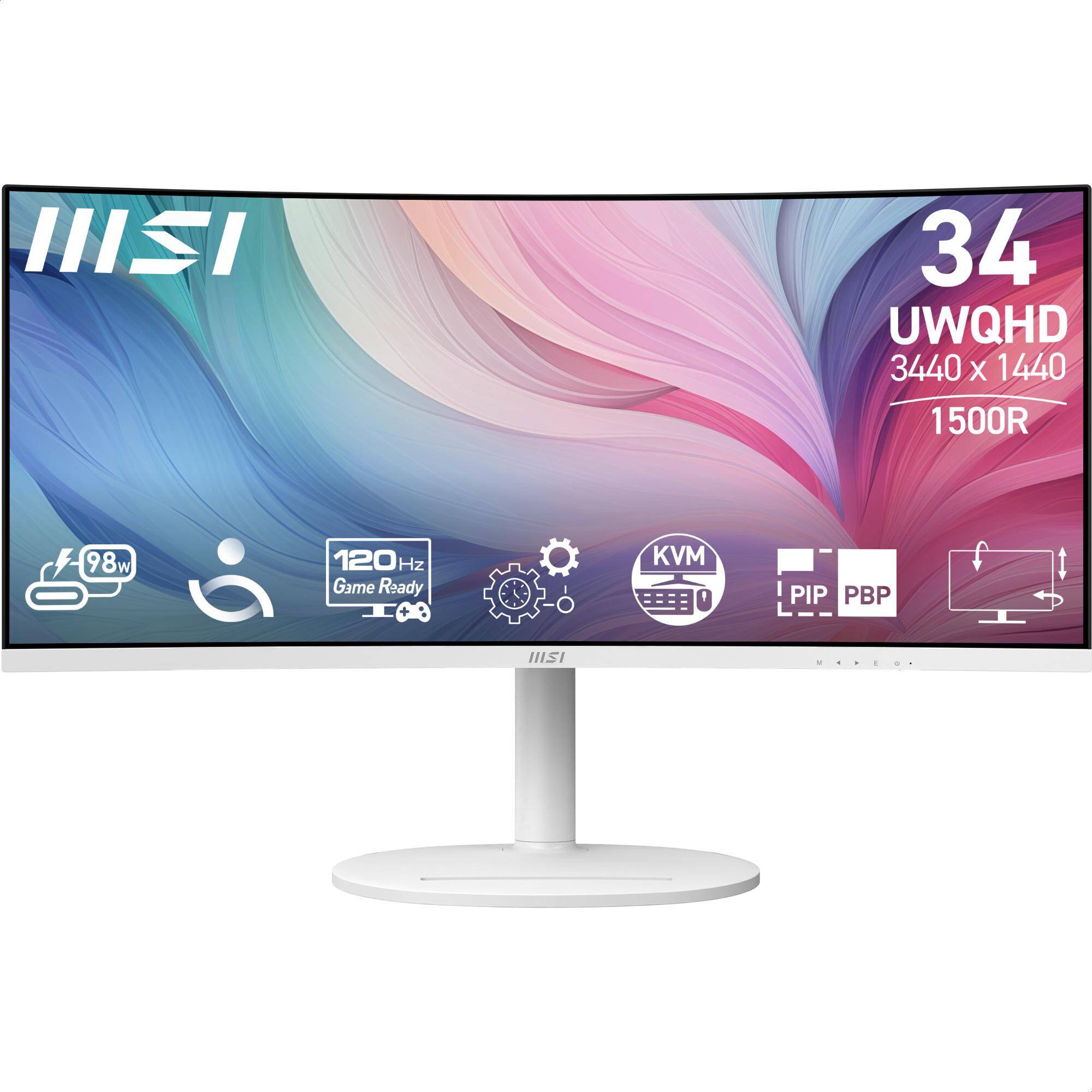 MSI Modern MD342CQPWDE 86,4cm (34'') UWQHD VA Office Monitor Curved 21:9 HDMI/DP/USB-C PD 98W 100Hz [Energieklasse F] (9S