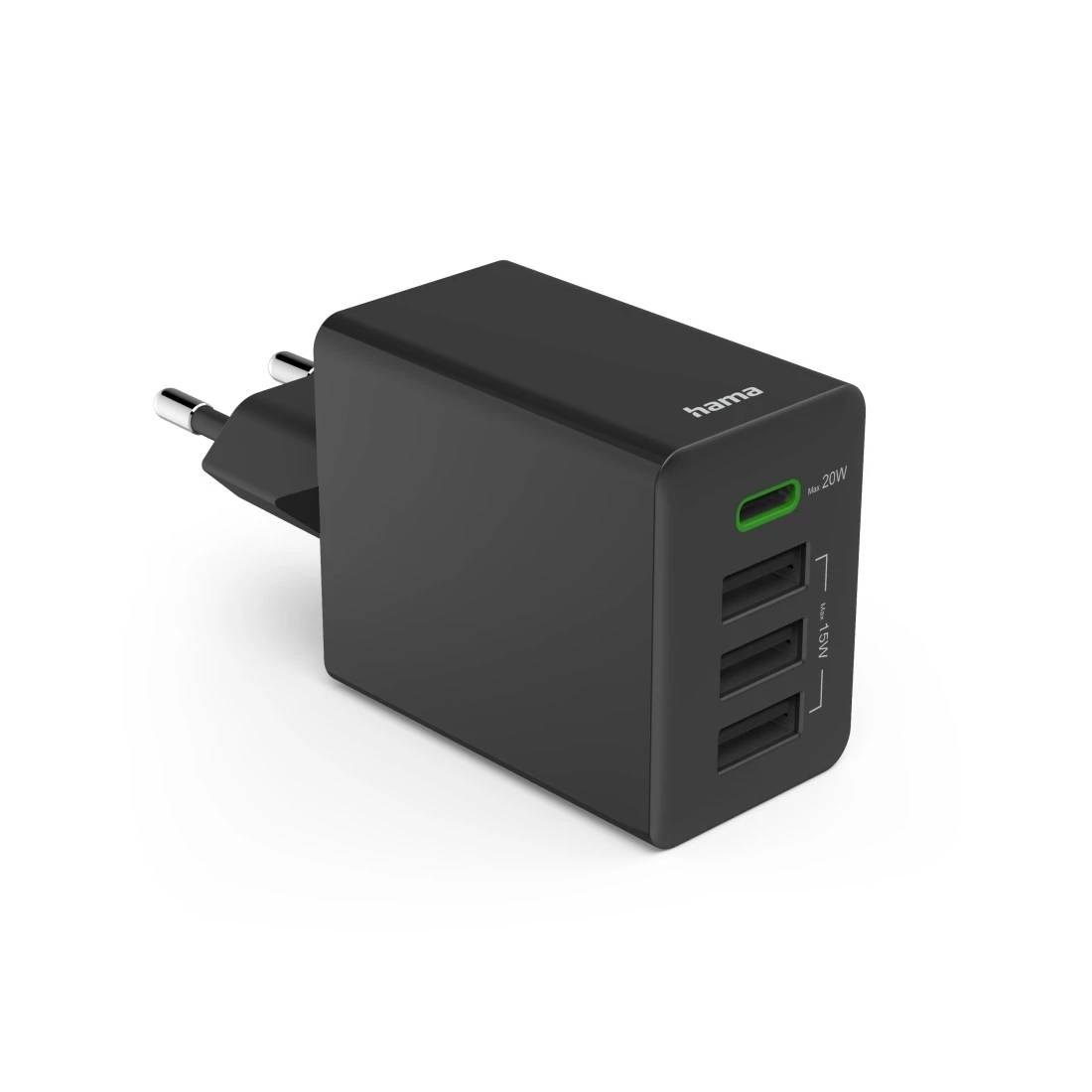 Hama Schnellladegerät 1x USB-C PD 3x USB-A Mini-Ladegerät 35W Schwarz USB Ladegerät - Schnellladegerät