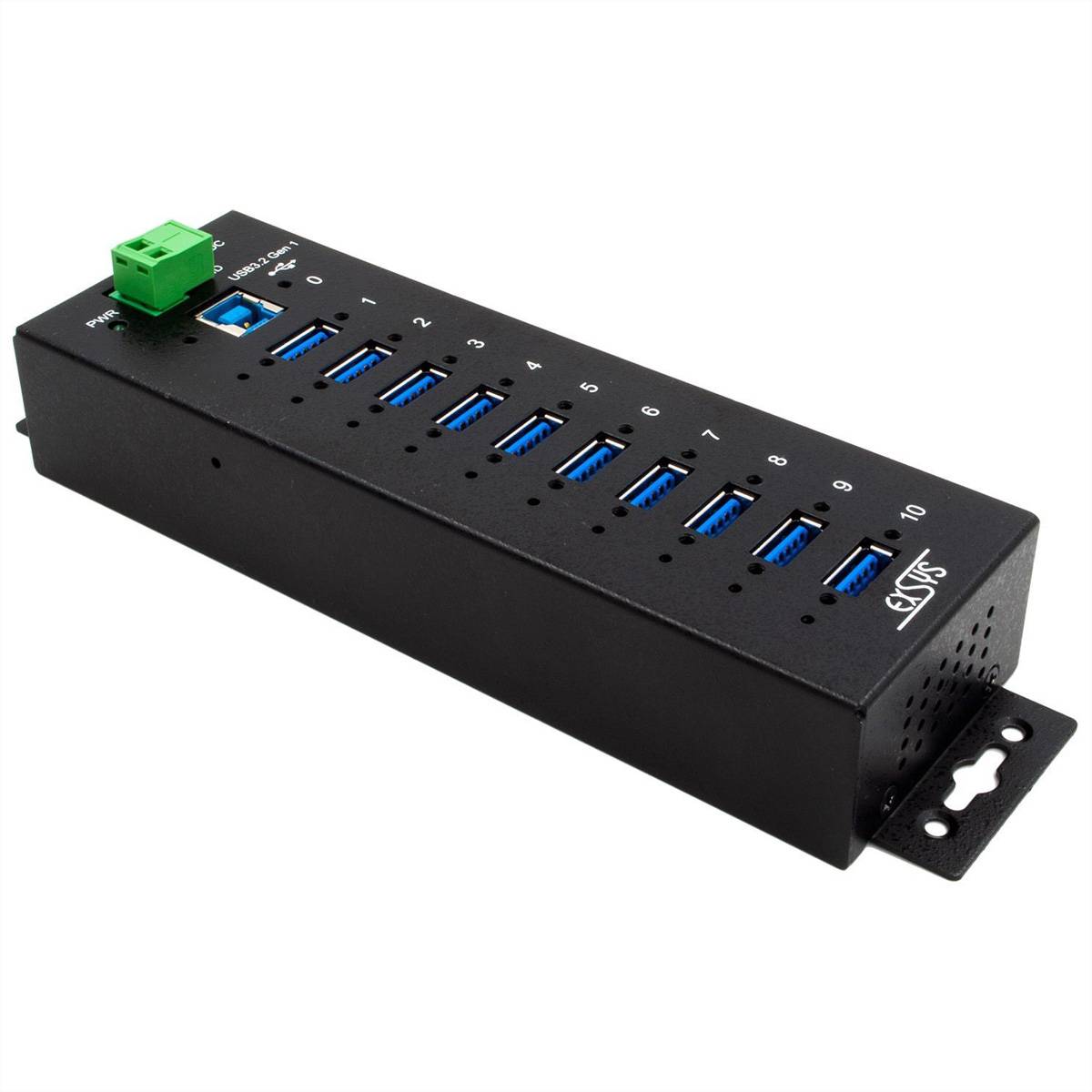EXSYS EX-1580SHMVS Managed, Netzwerk-teilbarer 10-Port USB 3.2 Gen 1 Metall HUB, 15KV ESD Schutz