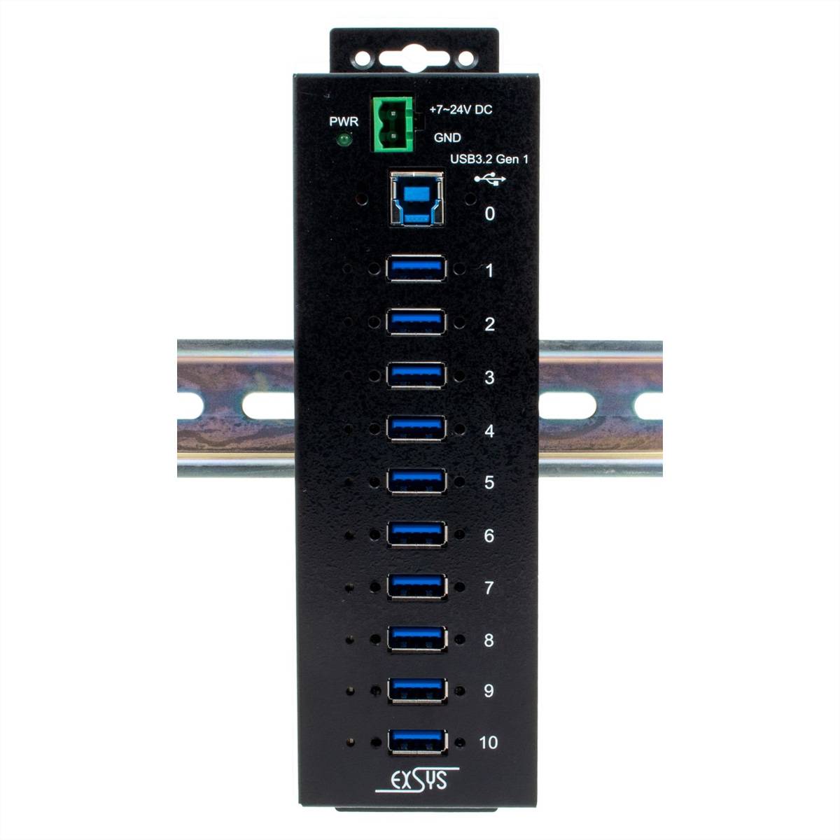 EXSYS EX-1580SHMVS Managed, Netzwerk-teilbarer 10-Port USB 3.2 Gen 1 Metall HUB, 15KV ESD Schutz