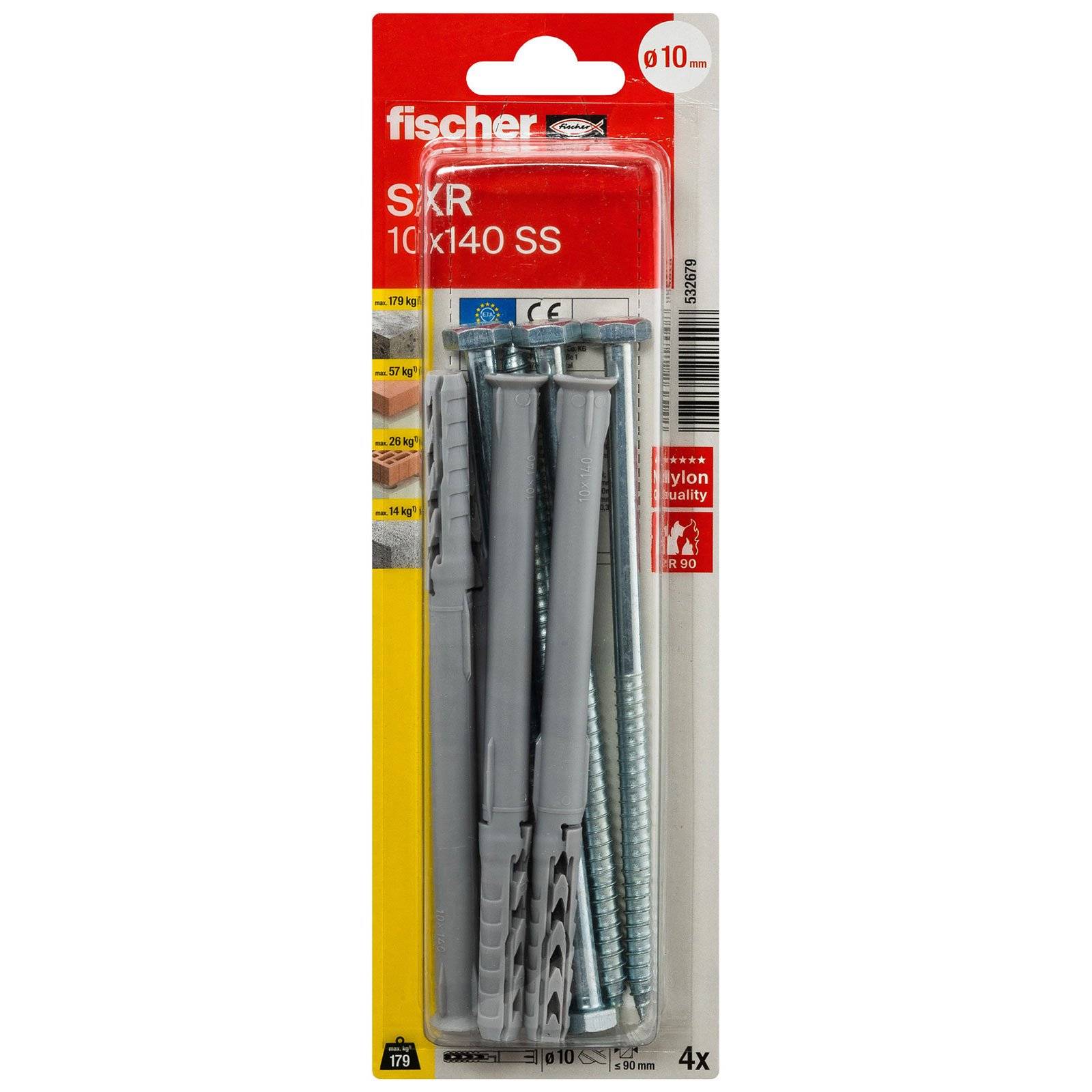 fischer Langschaftdübel SXR 10 x 140 SS Sechskantschraube