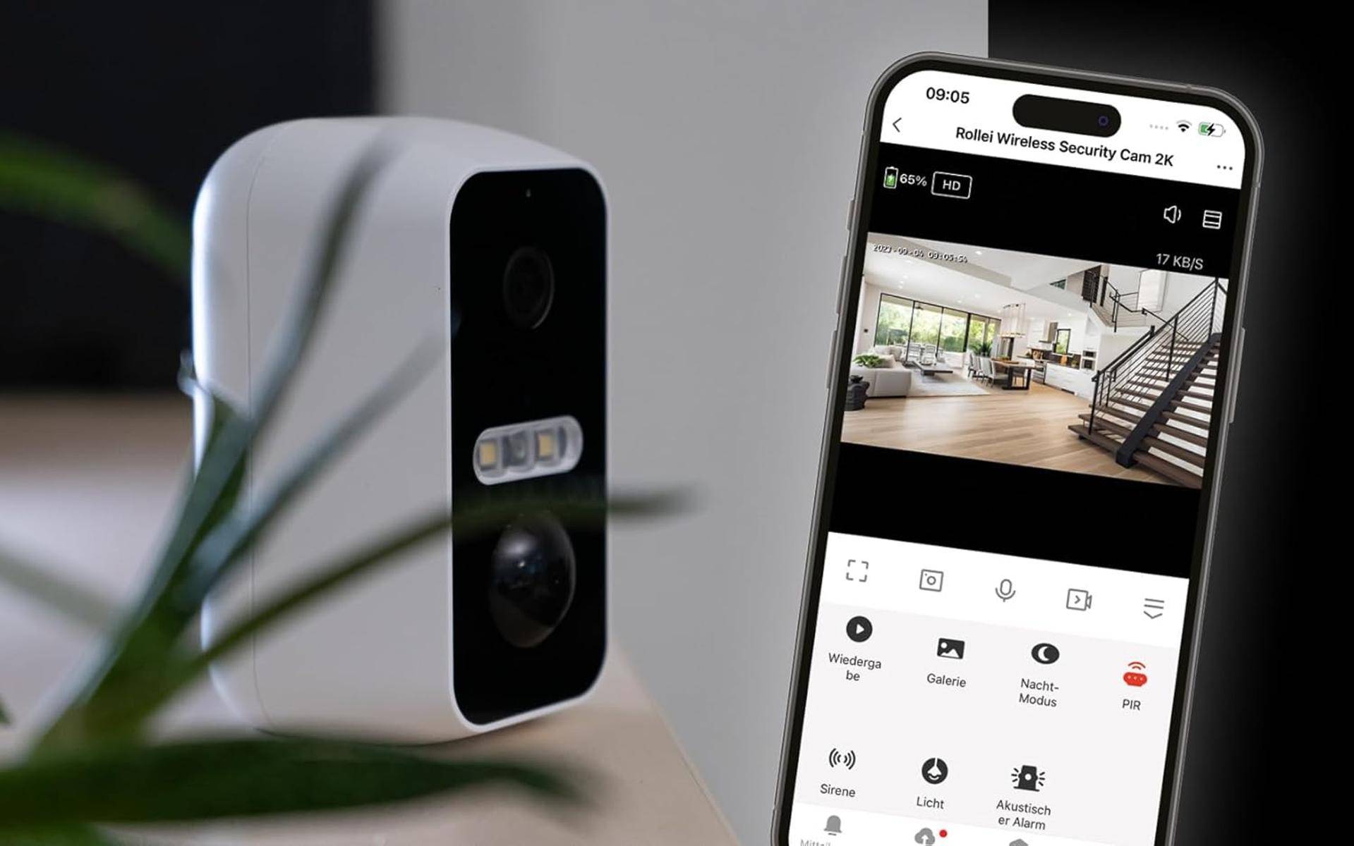 Rollei Wireless Security Cam 2K Bewegungserkennung Kabellos Outdoor