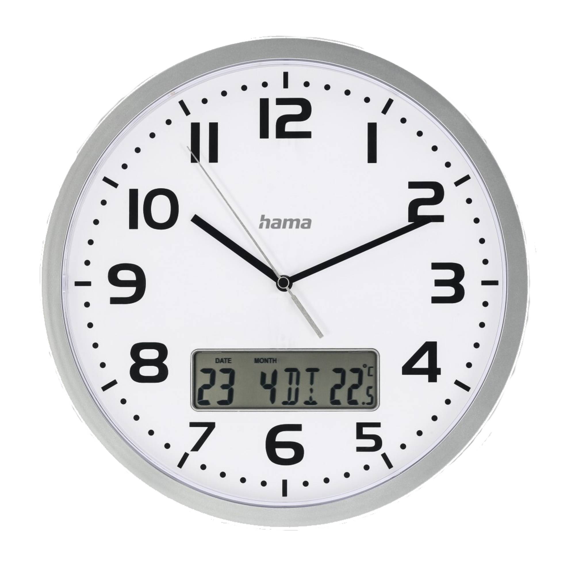 Hama 185878 DCF Funkwanduhr Moorea si Datums- u. Temperaturanzeige