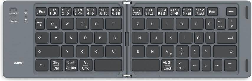 Hama Bluetooth®-Mini-Tastatur Travel 450, faltbar, kabellos, Schw., QWERTZ DE (00125136)