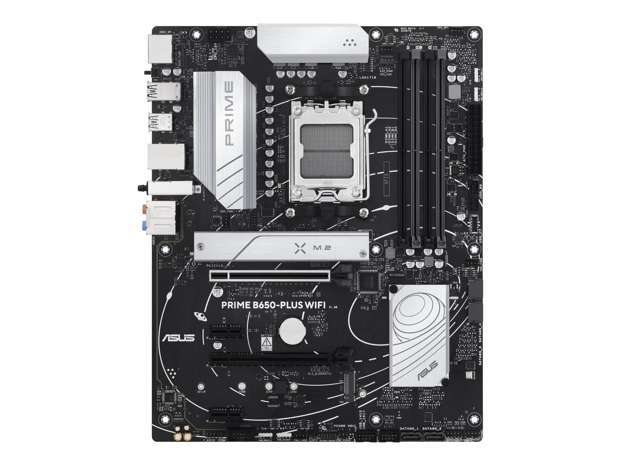 ASUS Prime B650-Plus WiFi - Motherboard - ATX - Socket AM5 - AMD B650 Chipsatz - USB-C 3.2 Gen2, USB 3.2 Gen 2, USB 3.2 Gen 1, USB-C 3.2 Gen 1