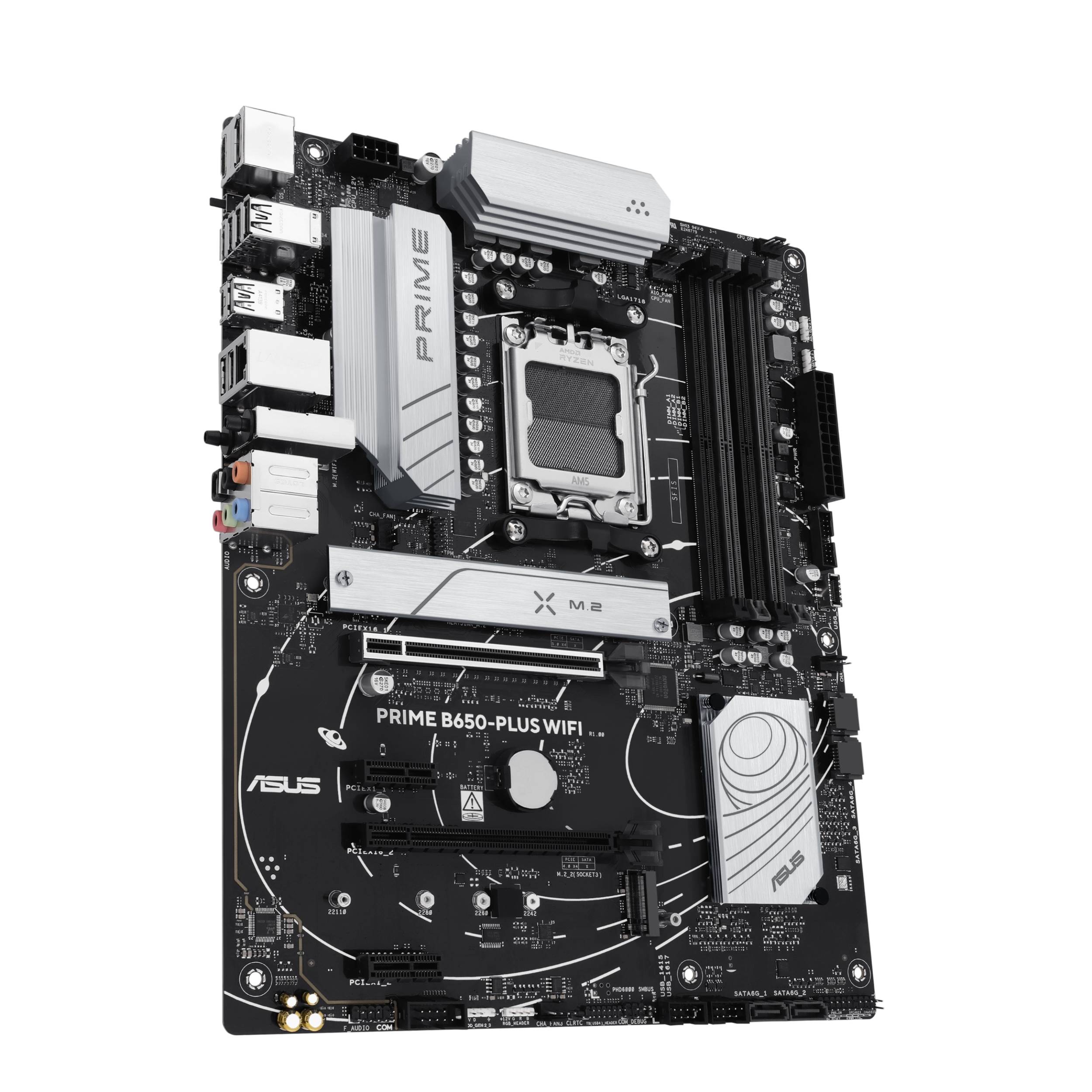ASUS Prime B650-Plus WiFi - Motherboard - ATX - Socket AM5 - AMD B650 Chipsatz - USB-C 3.2 Gen2, USB 3.2 Gen 2, USB 3.2 Gen 1, USB-C 3.2 Gen 1