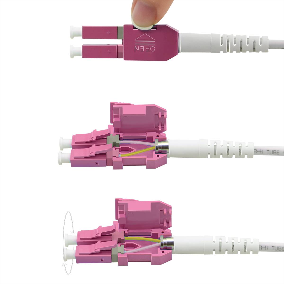 ROLINE LWL-Kabel duplex 50/125µm OM4, LC/LC, LSOH, UNIBOOT, violett, 15 m