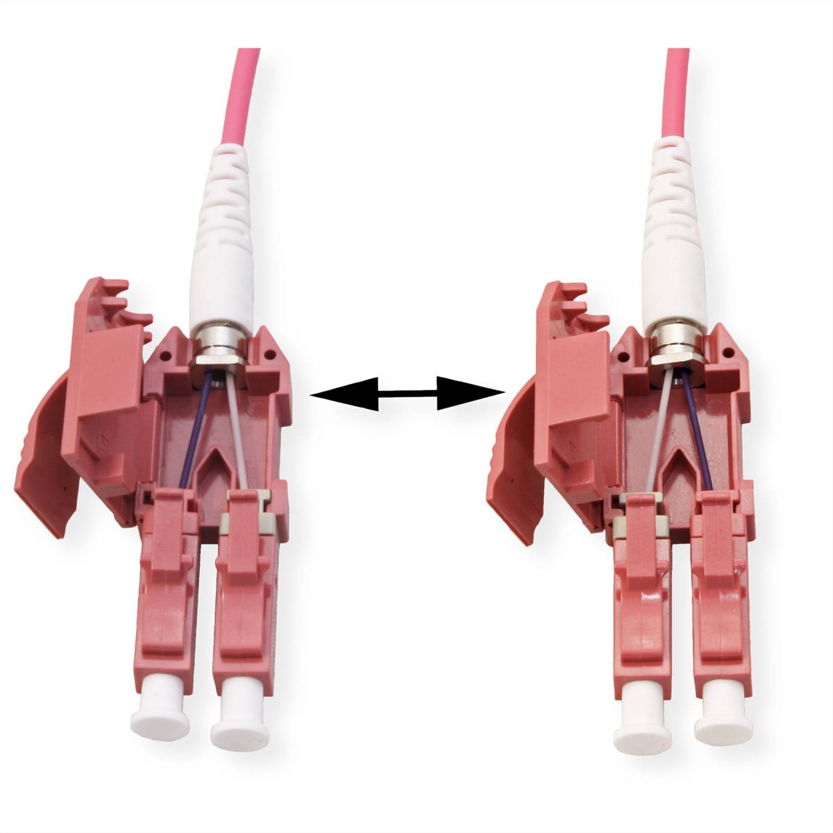 ROLINE LWL-Kabel duplex 50/125µm OM4, LC/LC, LSOH, UNIBOOT, violett, 15 m