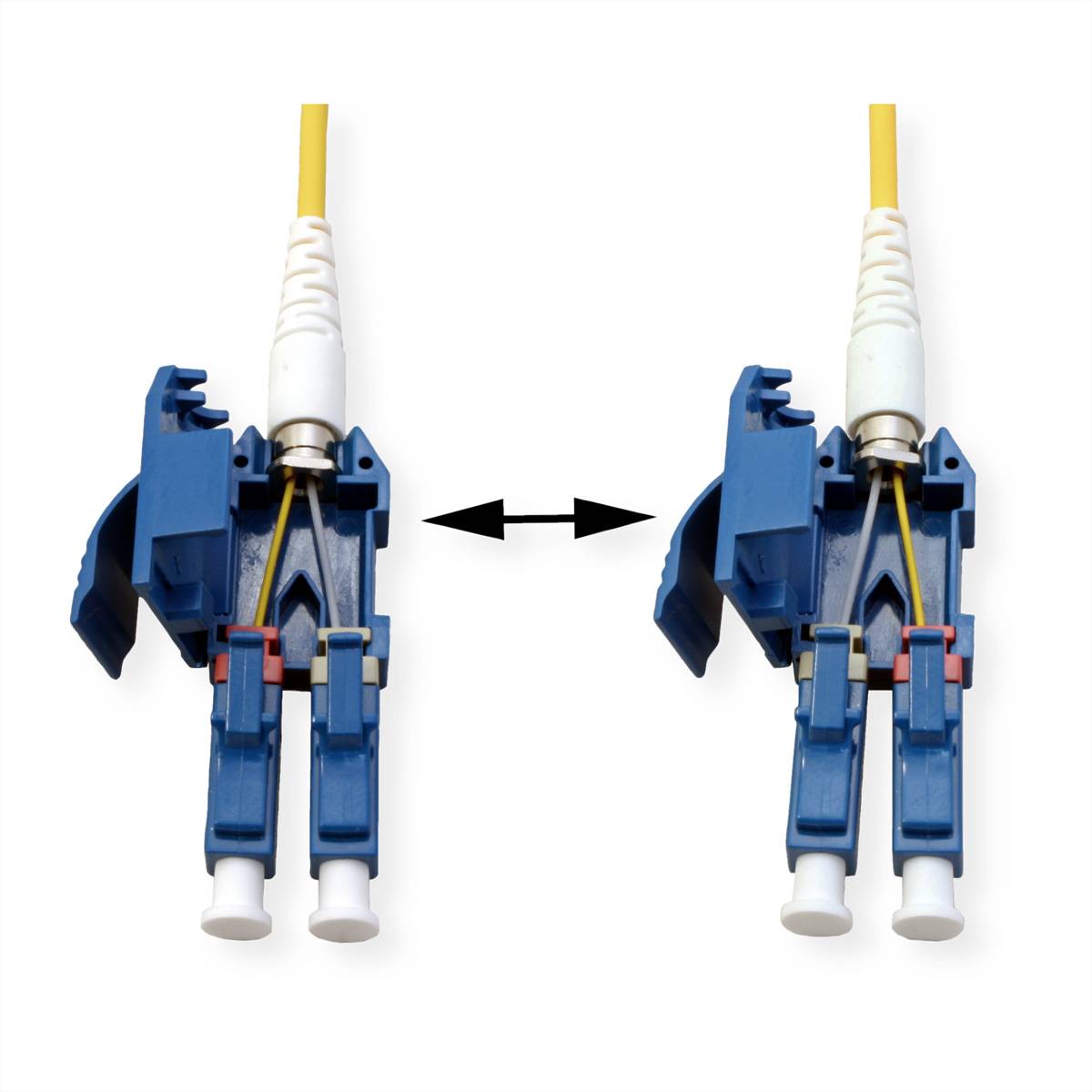 ROLINE LWL-Kabel duplex 9/125µm OS2, LC/LC, UNIBOOT, gelb, 20 m