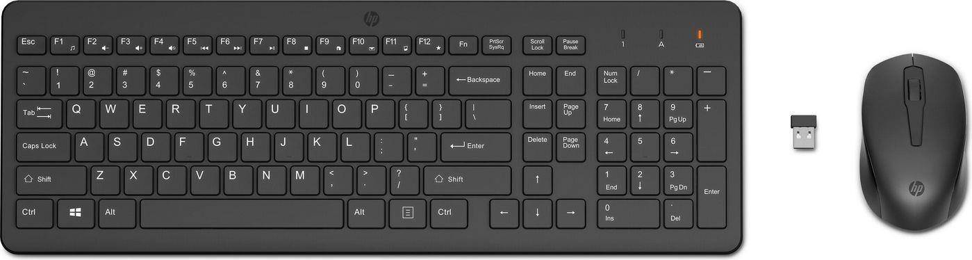 HP 330 Wireless-Maus und -Tastatur im Paket, Volle Größe (100%), Kabellos, RF Wireless, Schwarz, Maus enthalten