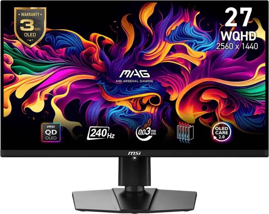 MSI MAG 271QPXDE QD-OLED E2 Gaming-Monitor 67.3 cm (26.5 Zoll), schwarz, WQHD, Adaptive-Sync, USB-C, 240Hz Panel